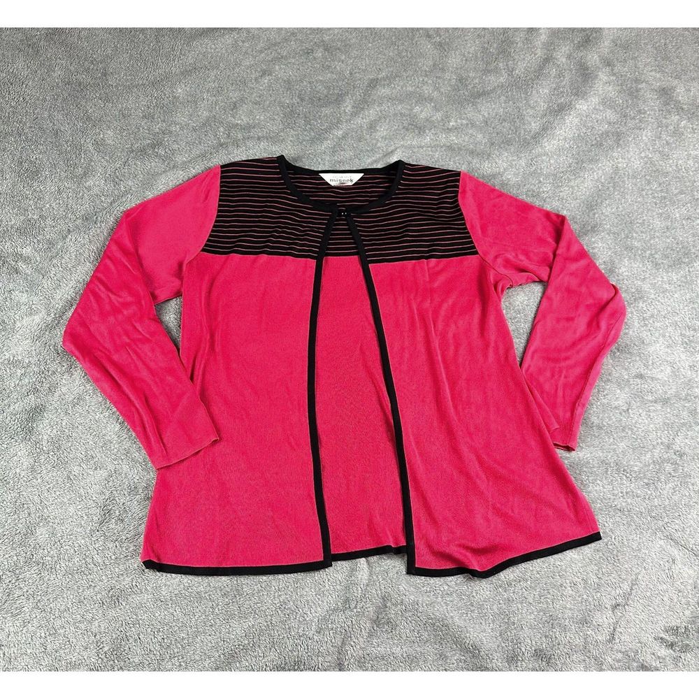 Exclusively Misook Knit Cardigan Sweater Pink Black Size XS Single Button Cozy - Picture 1 of 6